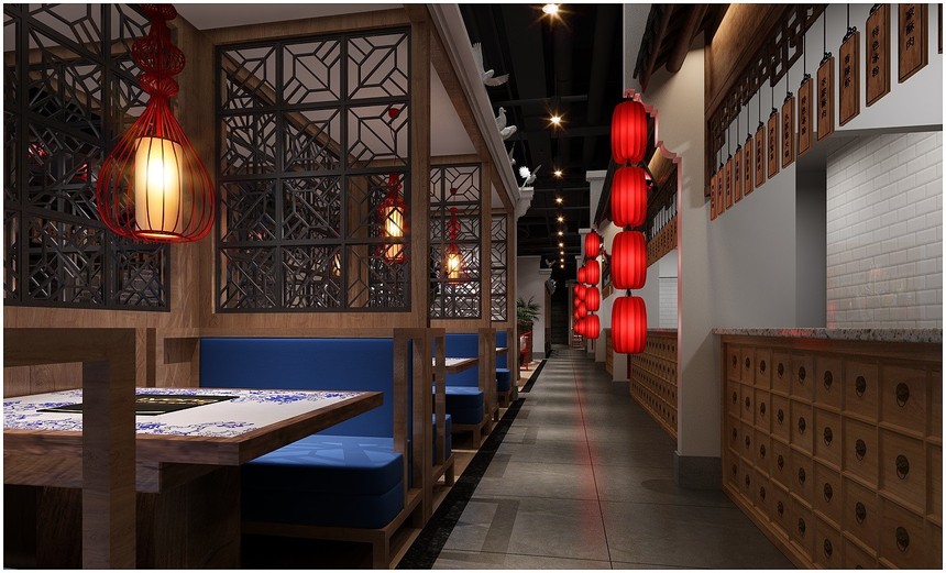 上海嘉定600平方火鍋店設(shè)計(jì)方案